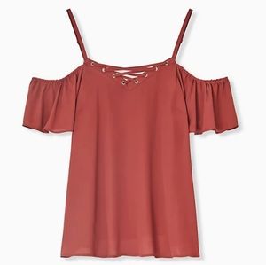 Torrid Georgette Lace-Up Cold Shoulder